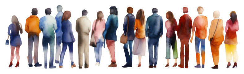 Fototapeta premium PNG Diverse watercolor people standing