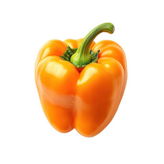 sweet orange pepper isolated on transparent background, side view