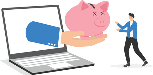 Businessmen make money online, investment profit grow. Happy businessman profiting from stock trading. concept of saving money or investment.
