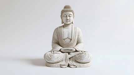 Obraz premium 3. Traditional 3D Buddha statue with intricate detailing and a serene expression, set against a white background.