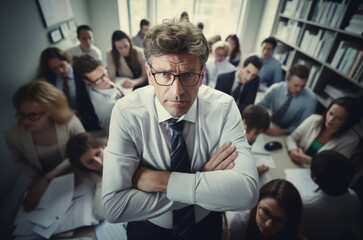 Obraz premium business person overwhelmed and stressed with to many papers and files. work concept