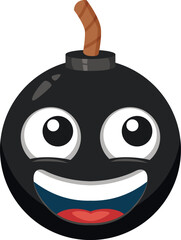Happy bomb emoji. Explosive black ball smiling