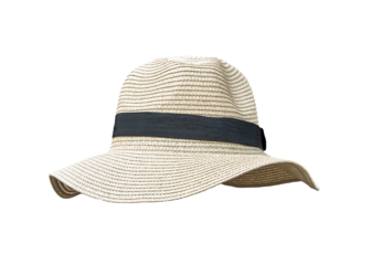 Summer straw hat png isolated (clipping path) on white background in Panama fashion hat style for summer beach vacation sun screen protection for both men and women