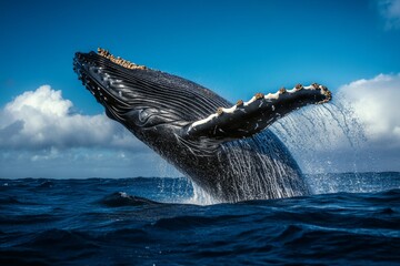 Fototapeta premium humpback whale breaching out of the ocean.