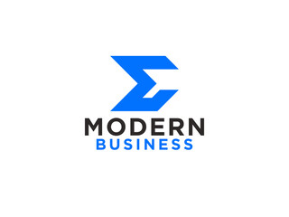 E Letter Line Stripe Ribbon Vector Logo Concept Design Template