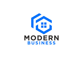 Real Estate Logo. House Symbol Geometric Linear Style isolated on White Background. Usable for Construction Architecture Building