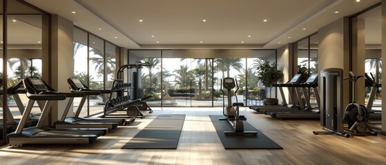 Futuristic Gym of Tomorrow: High-tech Fitness Center with Smart Equipment for Modern Workouts