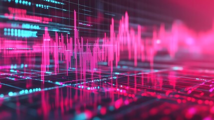 Obraz premium Business impact, holographic price drop, futuristic financial collapse, neon visualization