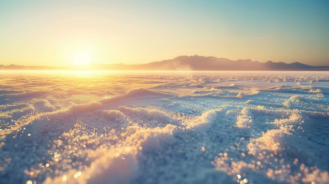 A peaceful desert scene with manna covering the ground