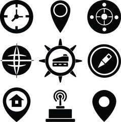 Locations Icon Elegant Silhouette Vector Illustrations