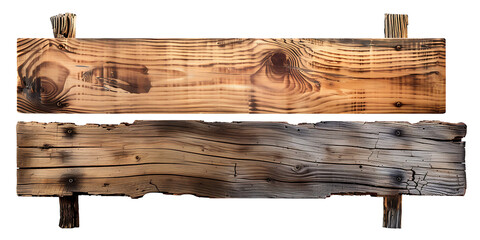 Fototapeta premium Blank empty wooden rustic signage sign board plank wood on transparent background 