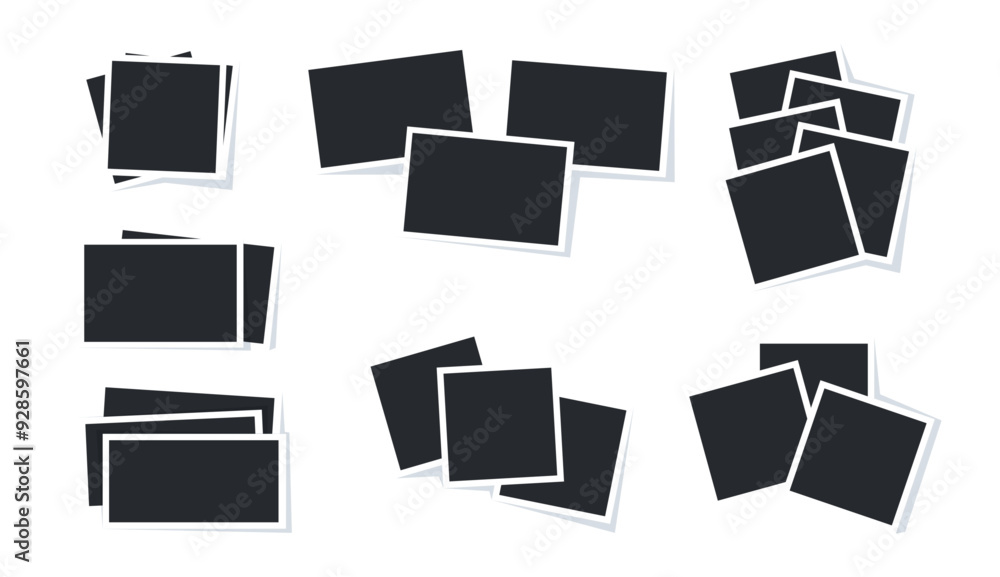 Poster photography pile of blank pictures. vector frames for memory album with copy space. empty s from pho