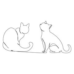 cats vector with continuous single one line art drawing. New minimalist design minimalism animal pet of cat illustration.