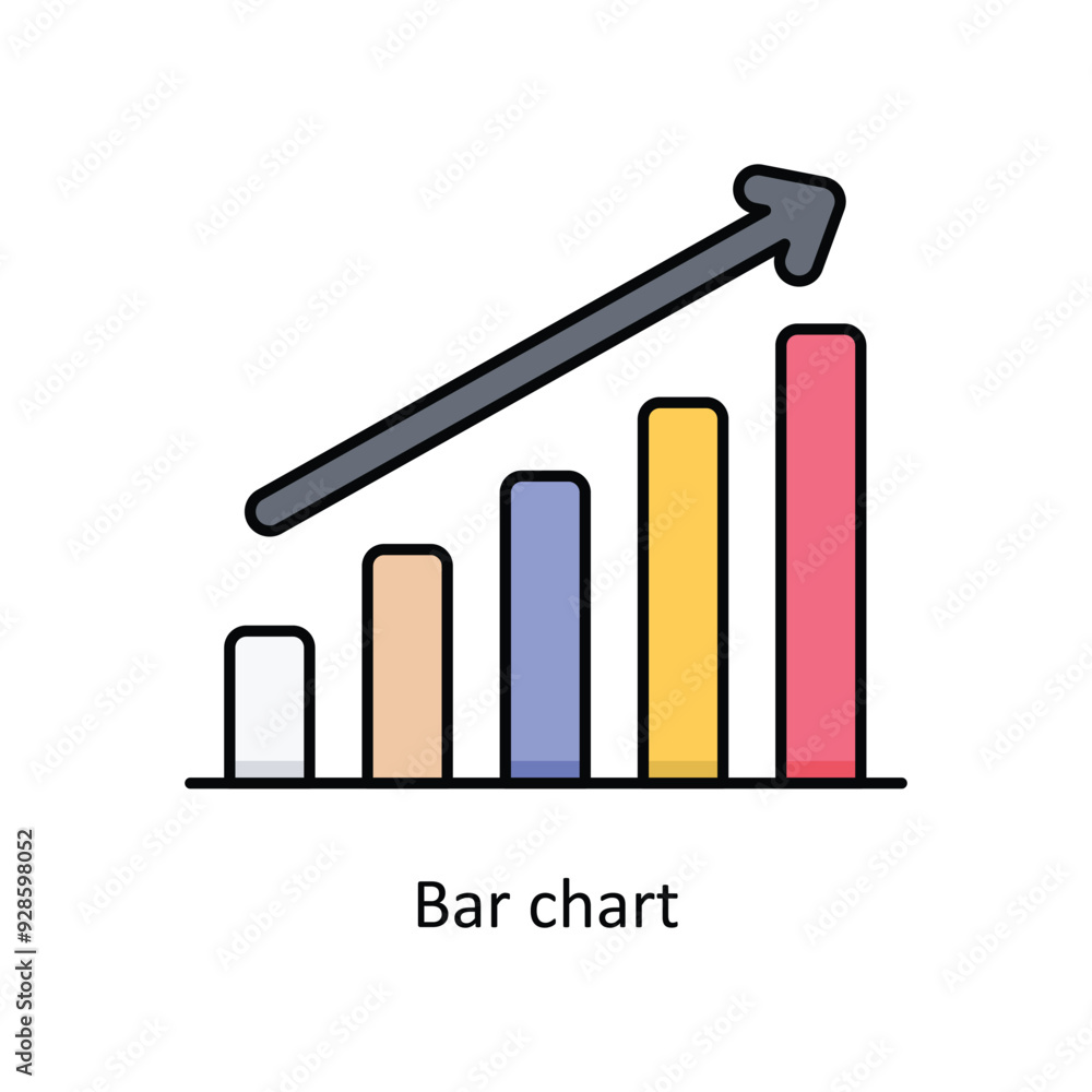 Poster bar chart vector filled outline icon design illustration. graphic design symbol on white background 