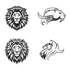 Elegant Lion Head Silhouette Vector Illustration bundel.