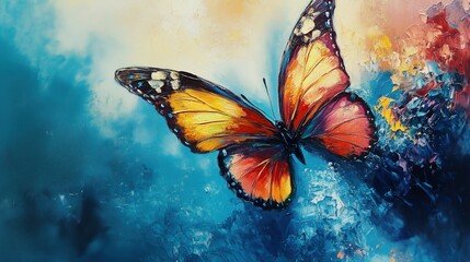 Obraz premium Butterfly. Oil paint on canvas.
