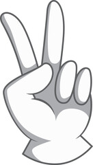 Victory hand gesture. V fingers comic arm
