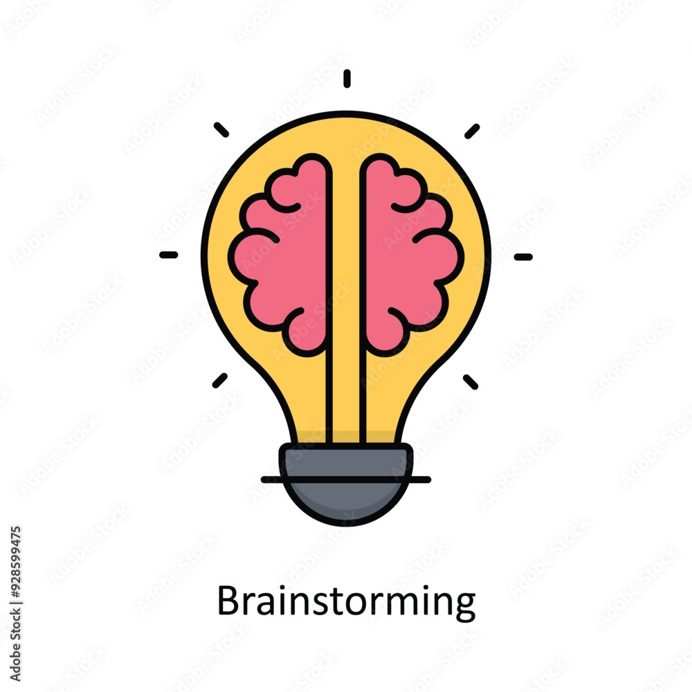 Poster brainstorming vector filled outline icon design illustration. graphic design symbol on white backgro