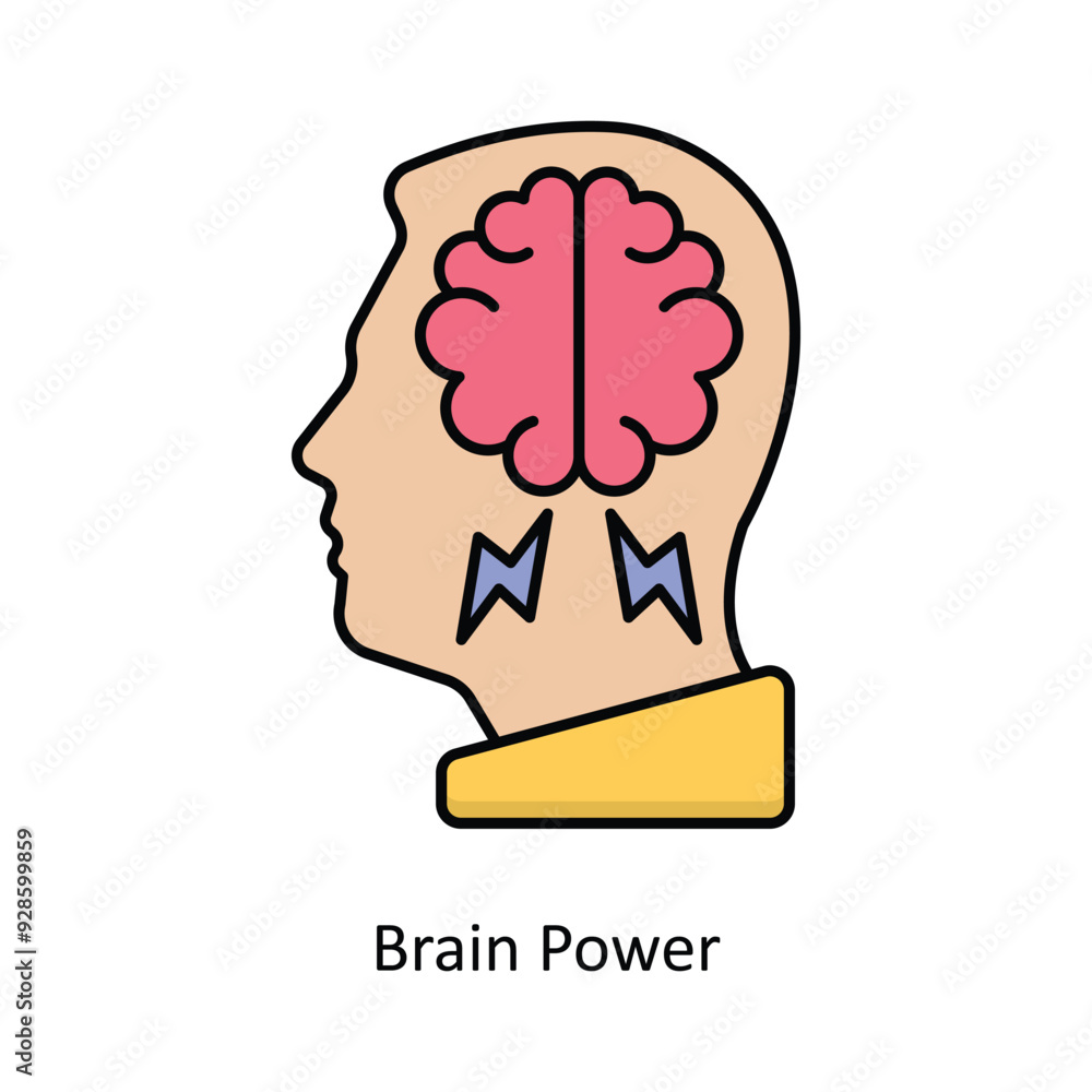 Poster Brain Power vector filled outline Icon Design illustration. Graphic Design Symbol on White background EPS 10 File