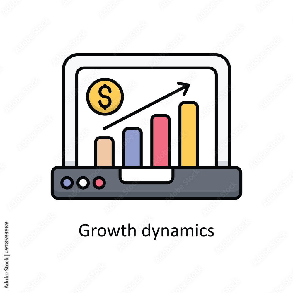 Poster growth dynamics vector filled outline icon design illustration. graphic design symbol on white backg