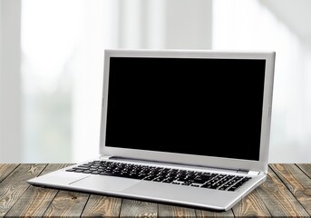 Fototapeta premium Open laptop computer with blank screen