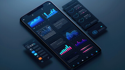 A mobile app dashboard with glassmorphism widgets and navigation elements, creating a clean and modern look