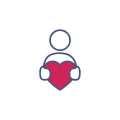 charity icon vector design , donation line icon , love