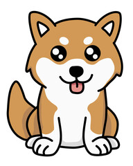 a super cute puppy in kawaii style, adorable shiba inu dog vector art, isolated
