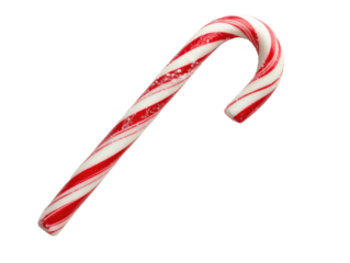 A colorful striped candy cane, perfect for holiday decorations and festive treats.