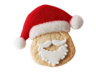 A delightful Santa-themed cookie decorated with a festive red hat, perfect for holiday celebrations and baking inspiration.