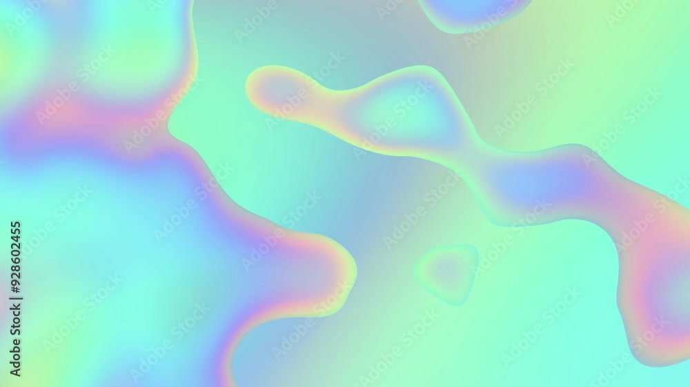 Poster looping slow motion abstract live animation in holographic colours, animated wallpaper, 4k backgroun