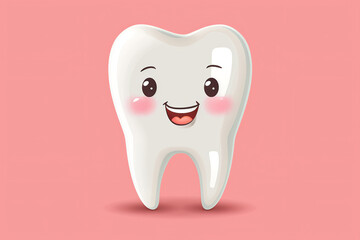 Happy tooth character with smiling face aims to encourage kids about oral hygiene.