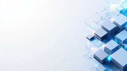 Modern Technology Efficiency and Connectivity: Isometric 3D Illustration of Data Storage Server Connected to Digital Network with Vibrant Style for Advertising