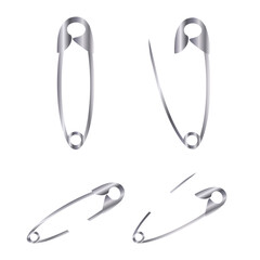 Open and closed pin. safety pins. Vector illustration