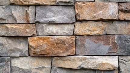 A close-up of a stone veneer wall, highlighting the detailed textures and colors.