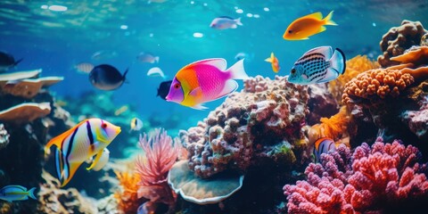 Colorful Fish and Coral Reef in Underwater Paradise