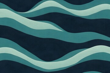 Waves in shades of teal navy and seafoam green with a textured almost fabric-like appearance, AI-Generated