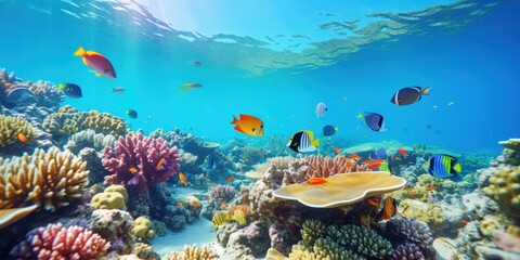 Obraz premium Vibrant Underwater Coral Reef Scene