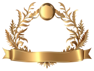 PNG Elegant golden laurel wreath illustration