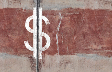 White Dollar Sign on Textured Wall