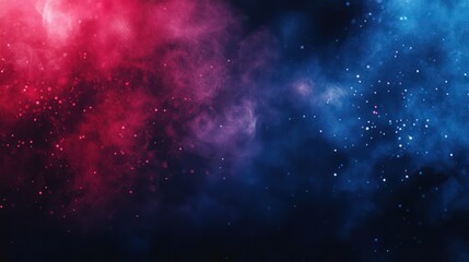 Fototapeta premium Abstract Red and Blue Smoke with Glitter on Black Background