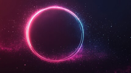 A glowing circle with a pink and blue background, AI