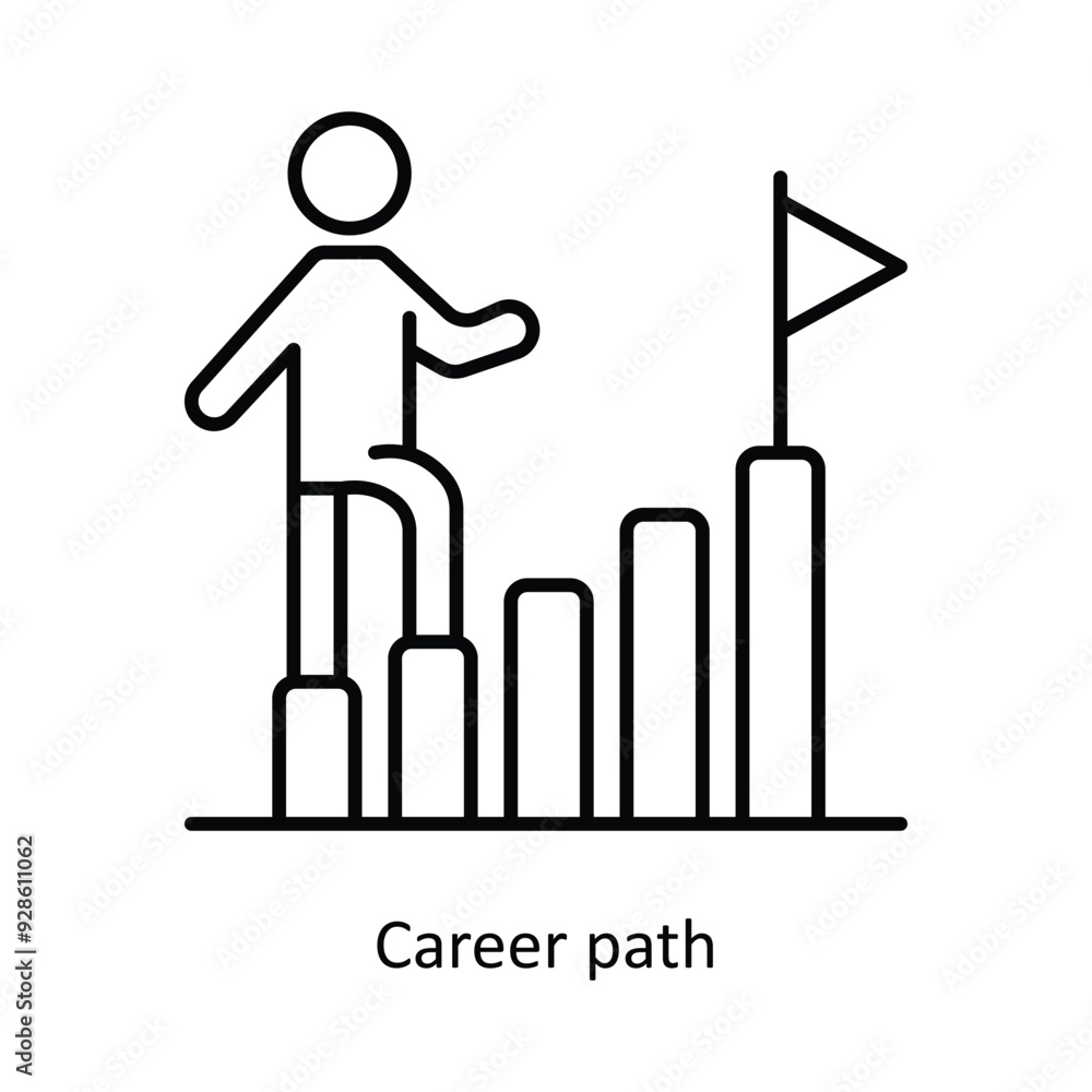 Poster career path vector filled outline icon design illustration. graphic design symbol on white backgroun