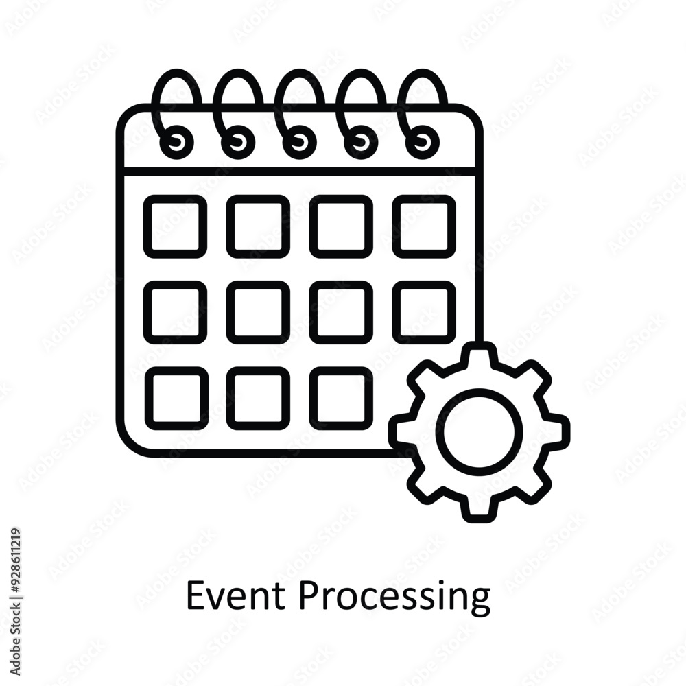 Poster event processing vector filled outline icon design illustration. graphic design symbol on white back