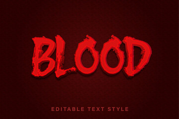 Blood editable 3d text effect template, 3d red neon glossy slime text style, premium vector