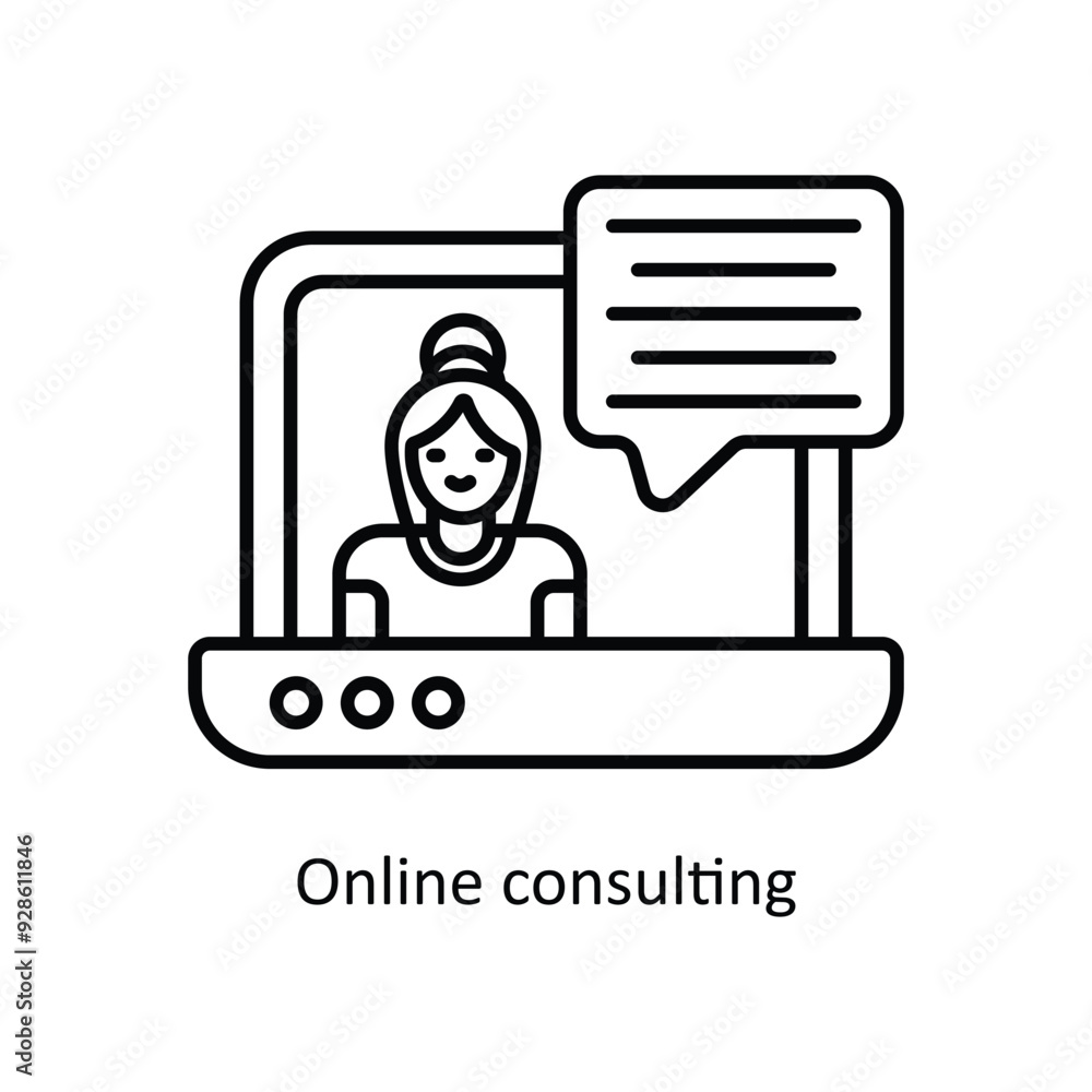 Poster online consulting vector filled outline icon design illustration. graphic design symbol on white bac