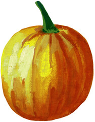 pumpkin fall autumn illustration with gouache handmade clip art png