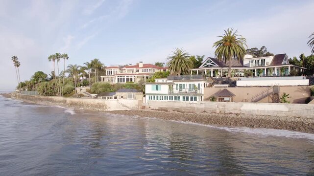 Aerial Shot of Luxury Beachfront Properties in California by the Pacific Ocean