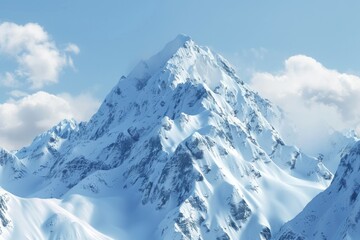 Obraz premium A majestic mountain peak covered in thick snow and surrounded by cloudy atmosphere