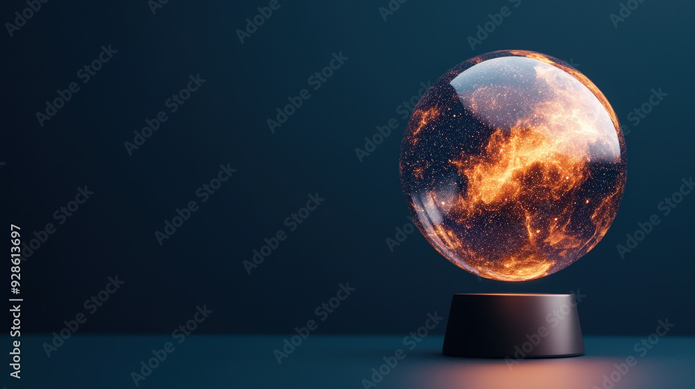 Poster a glowing ai-powered predictive model visualized as a holographic globe with data points, symbolizin